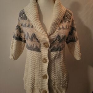 Old Navy Cream and Gray Cardigan Sweater